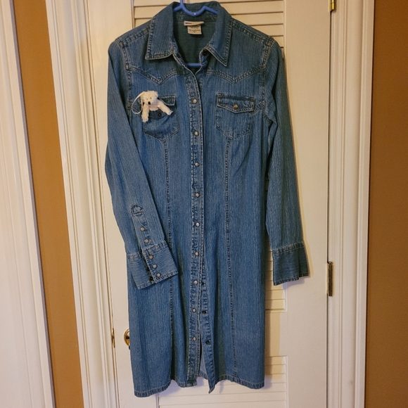 Denim Jean Jacket with Bear Accent - Picture 3 of 6